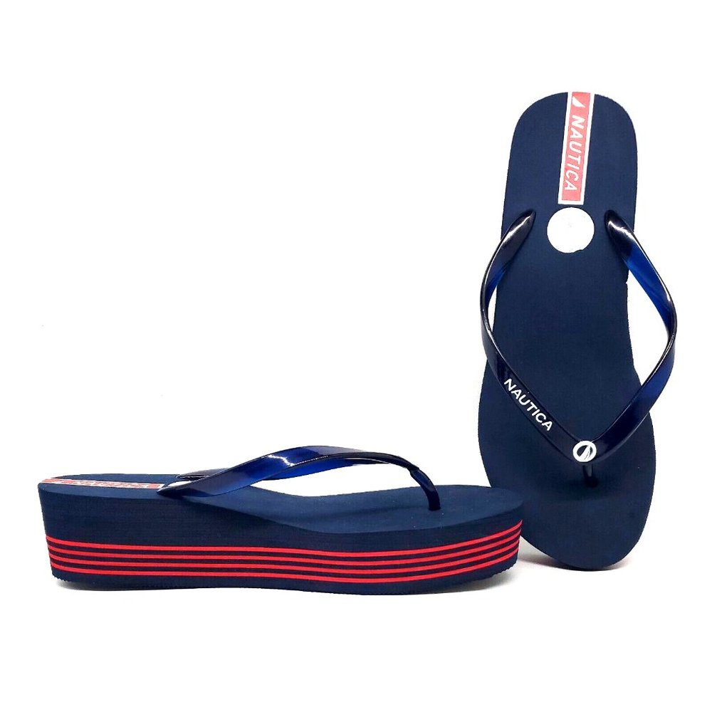 nautica wedge flip flops